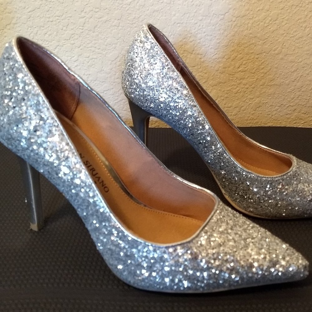 Christian Siriano Silver Glitter Pumps